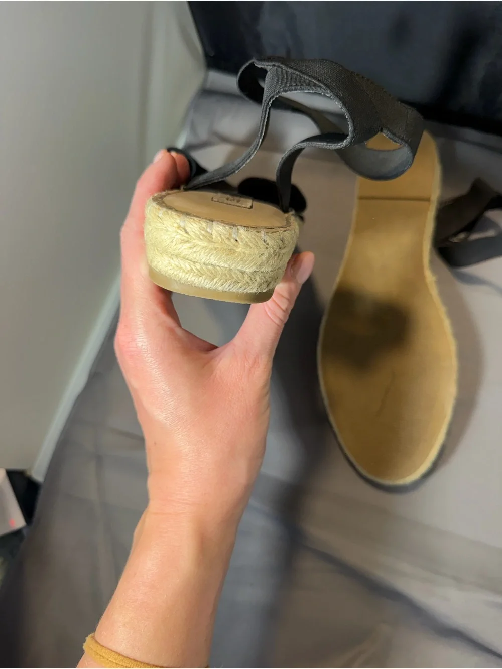Steve Madden Black Scallop Suede Espadrille Ankle-Strap Flats